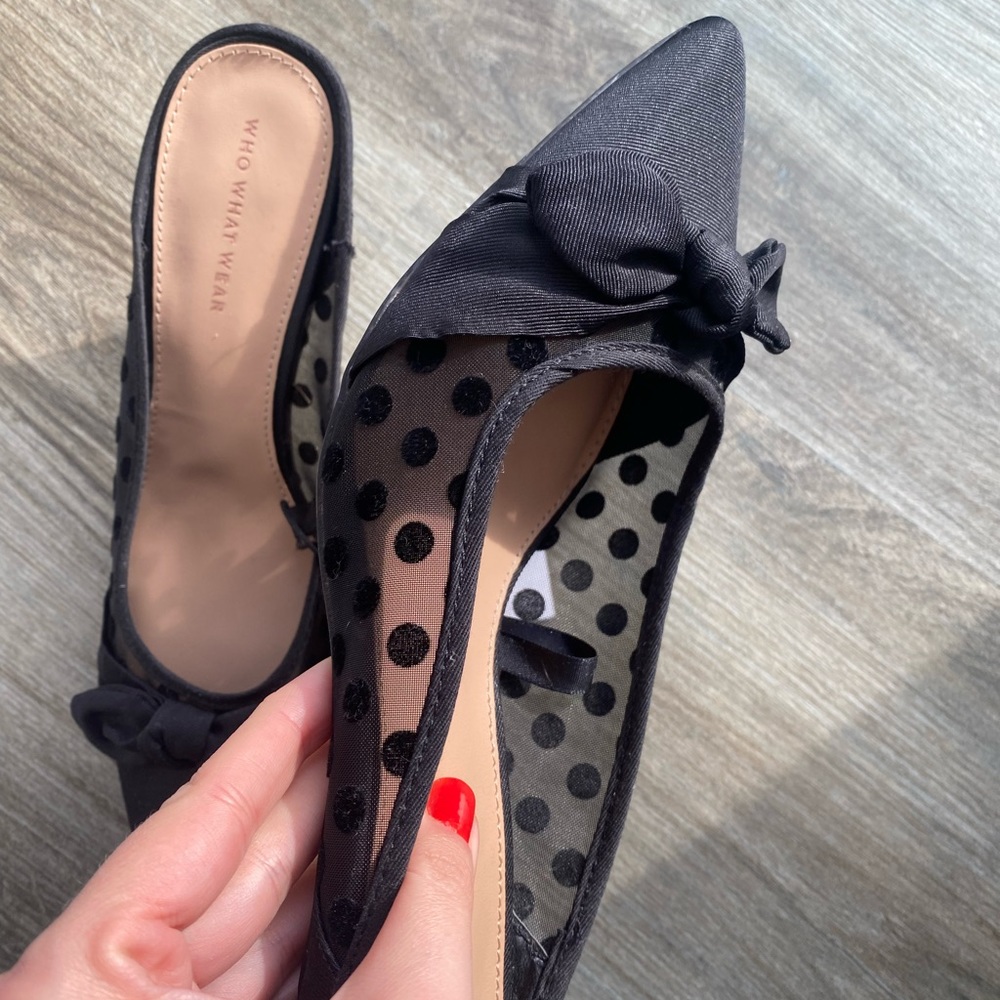 Black Kitten Heel Polka Dot Formal Heel Small Heel Evening Wear